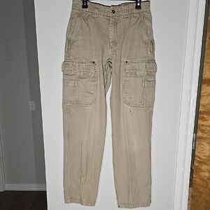 Duluth Trading Co Tan Fire Hose Cargo Pants Sturdy Cotton Relaxed Fit 32 X 36